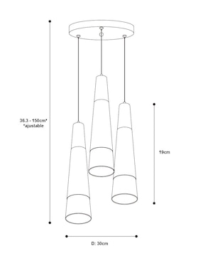 Lámpara colgante Lumiméxico LED Luz Cálida 5W 3 Luces