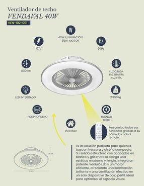 Ventilador de techo Mil Luces 6 velocidades