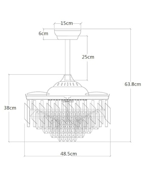 Ventilador de techo Heuman Brand con control remoto 6 velocidades