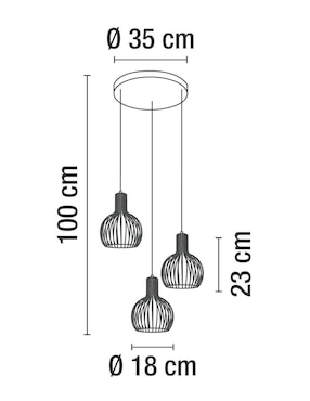 Lámpara colgante Incandescente y LED Calux