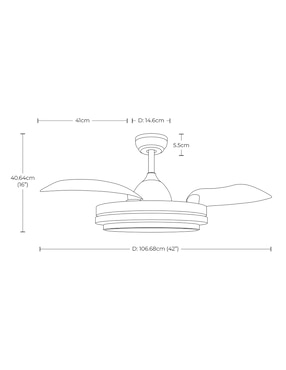 Ventilador de techo Designers con control remoto 6 velocidades