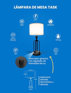 Lámpara de mesa Incandescente y LED Mil Luces Task