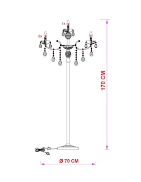 Lámpara de pie D´Gala Iluminación incandescente y led