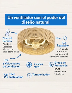 Ventilador de techo Cityluz con control remoto 6 velocidades