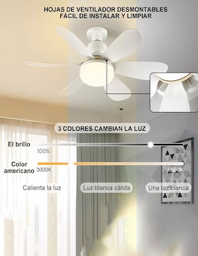 Ventilador de techo Cityluz con control remoto 3 velocidades
