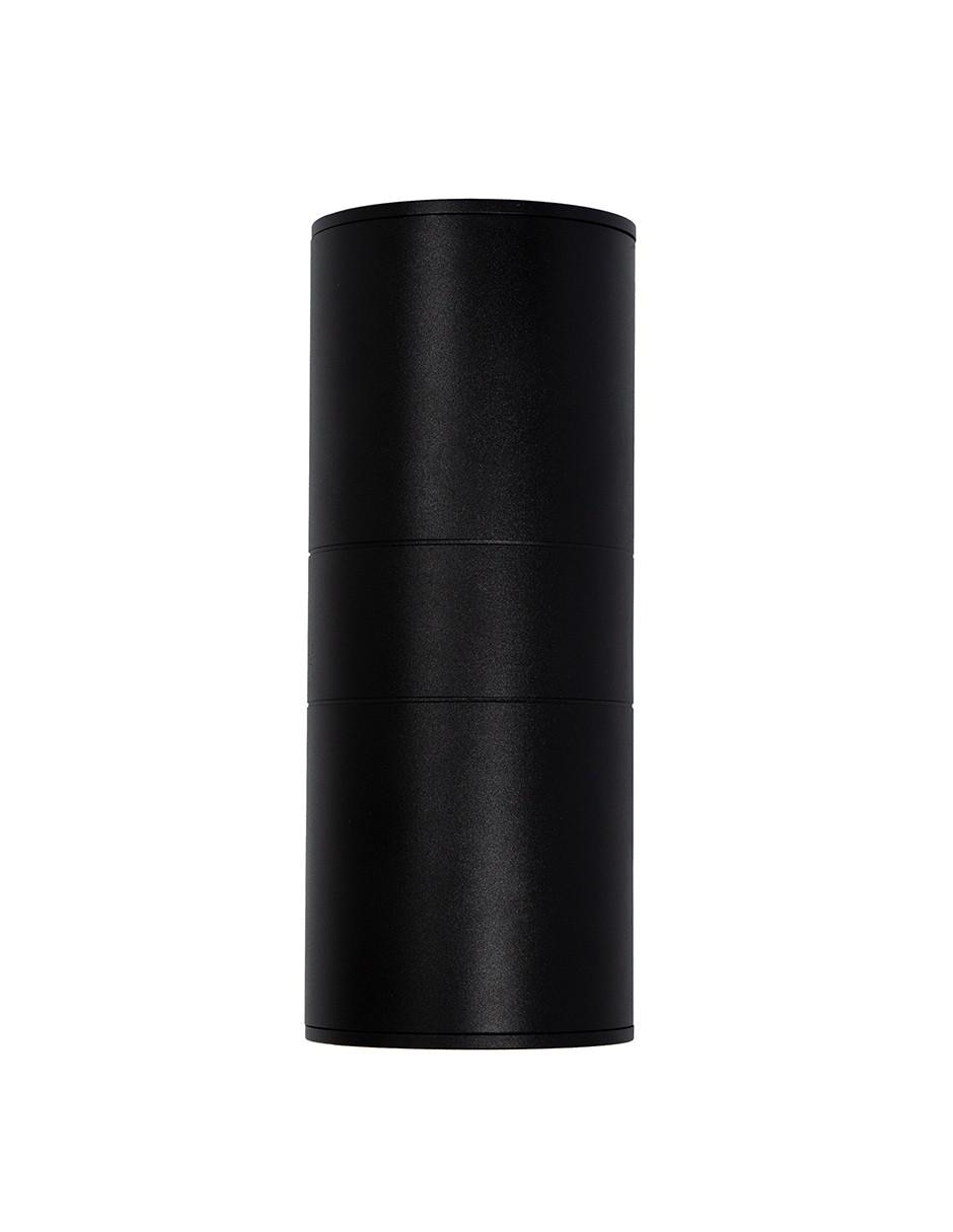 Aplique de pared exterior Cilíndrico negro 100W E27 2 Luces