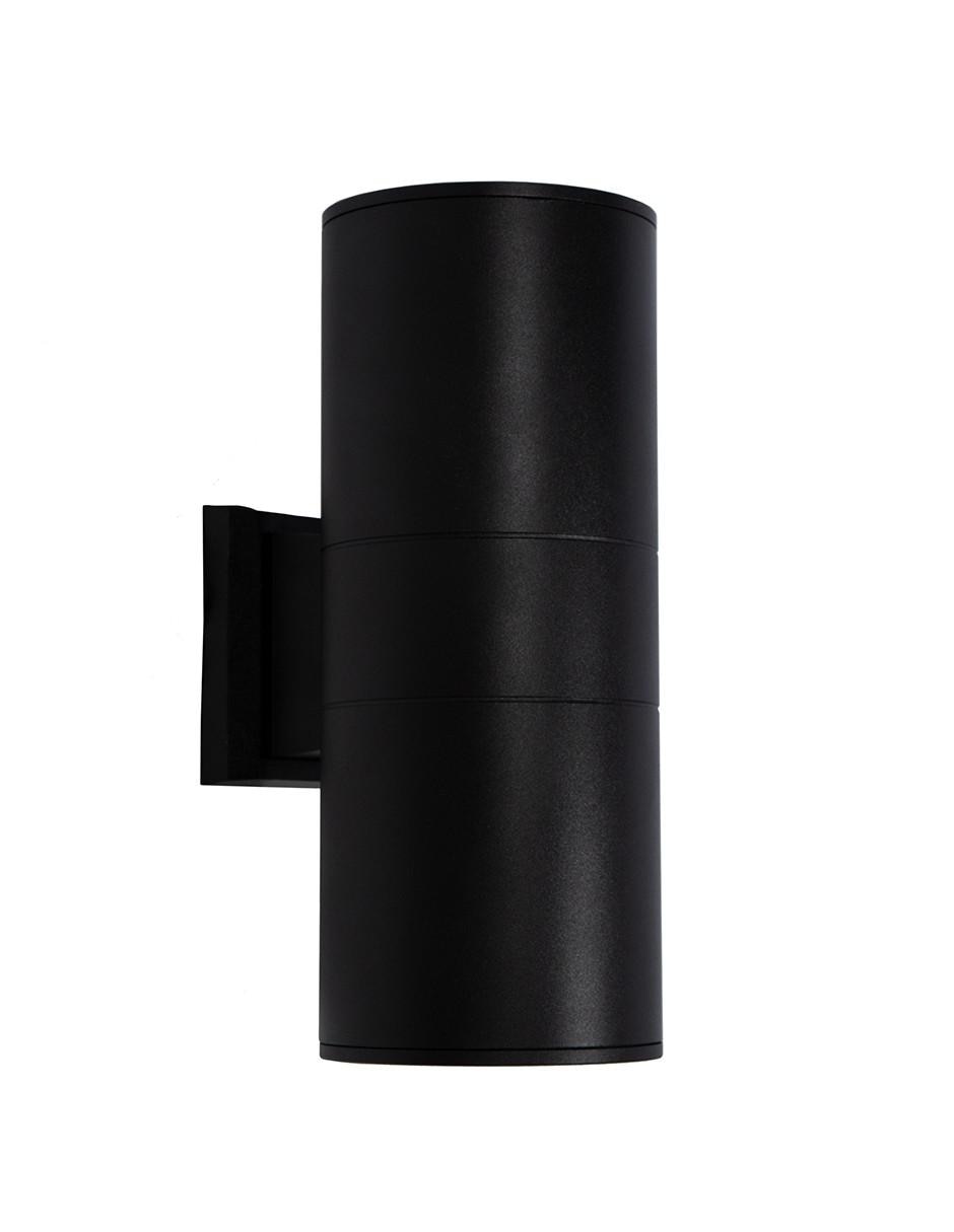 Aplique de pared exterior Cilíndrico negro 100W E27 2 Luces 2