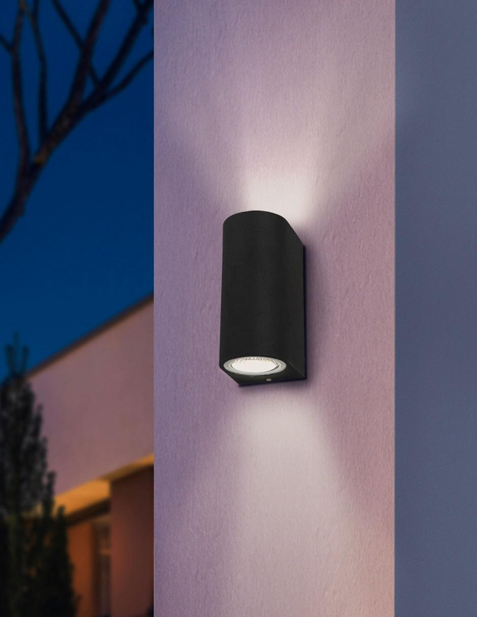 Aplique de pared exterior negro Moderno 3E 2 LED
