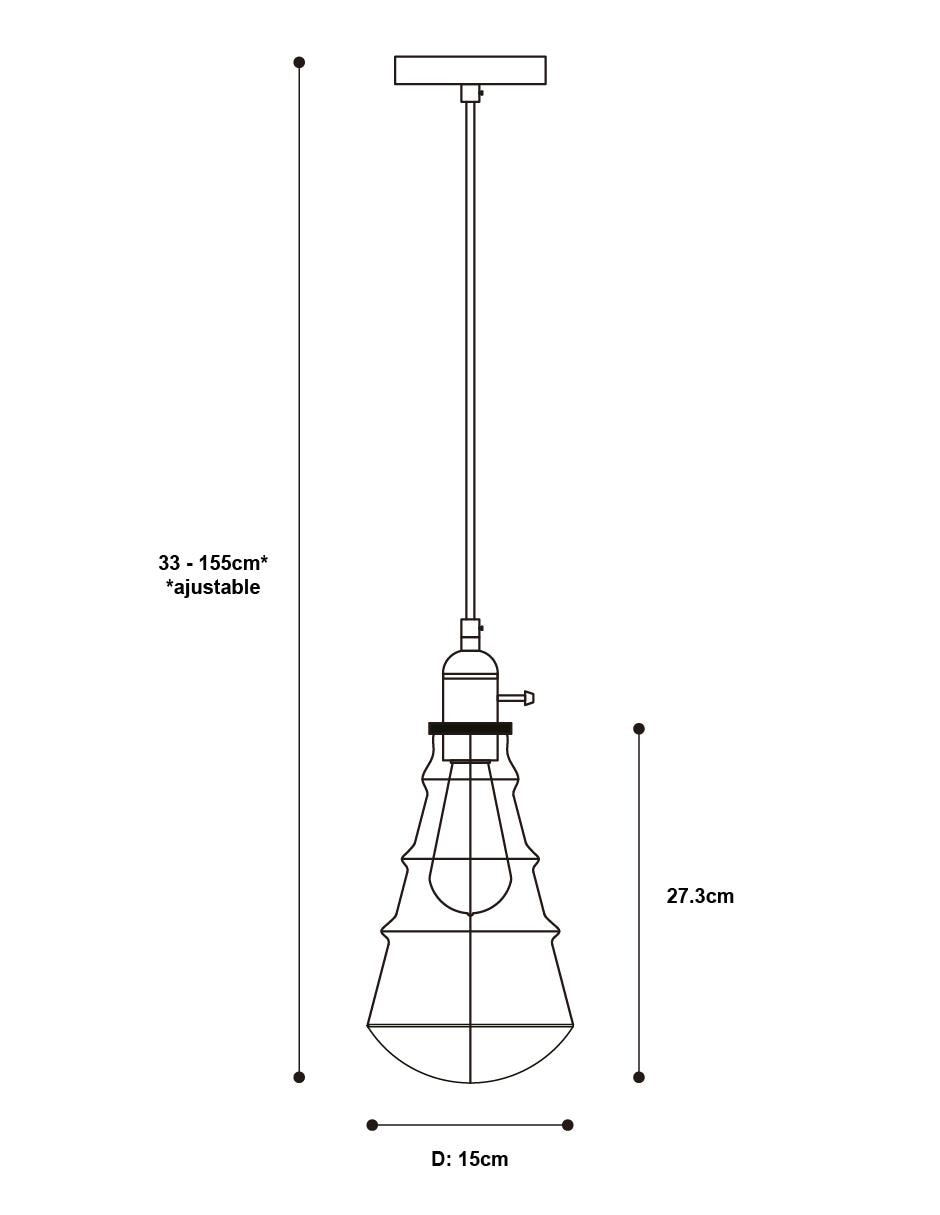 Lámpara colgante techo Lumiméxico Vintage de acero E27 1 Luz 4
