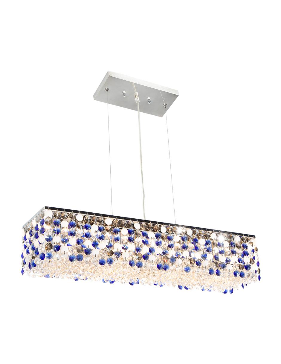 Lámpara Colgante Lumiméxico Cromo y Cristal 8 Luces G8 40W 3