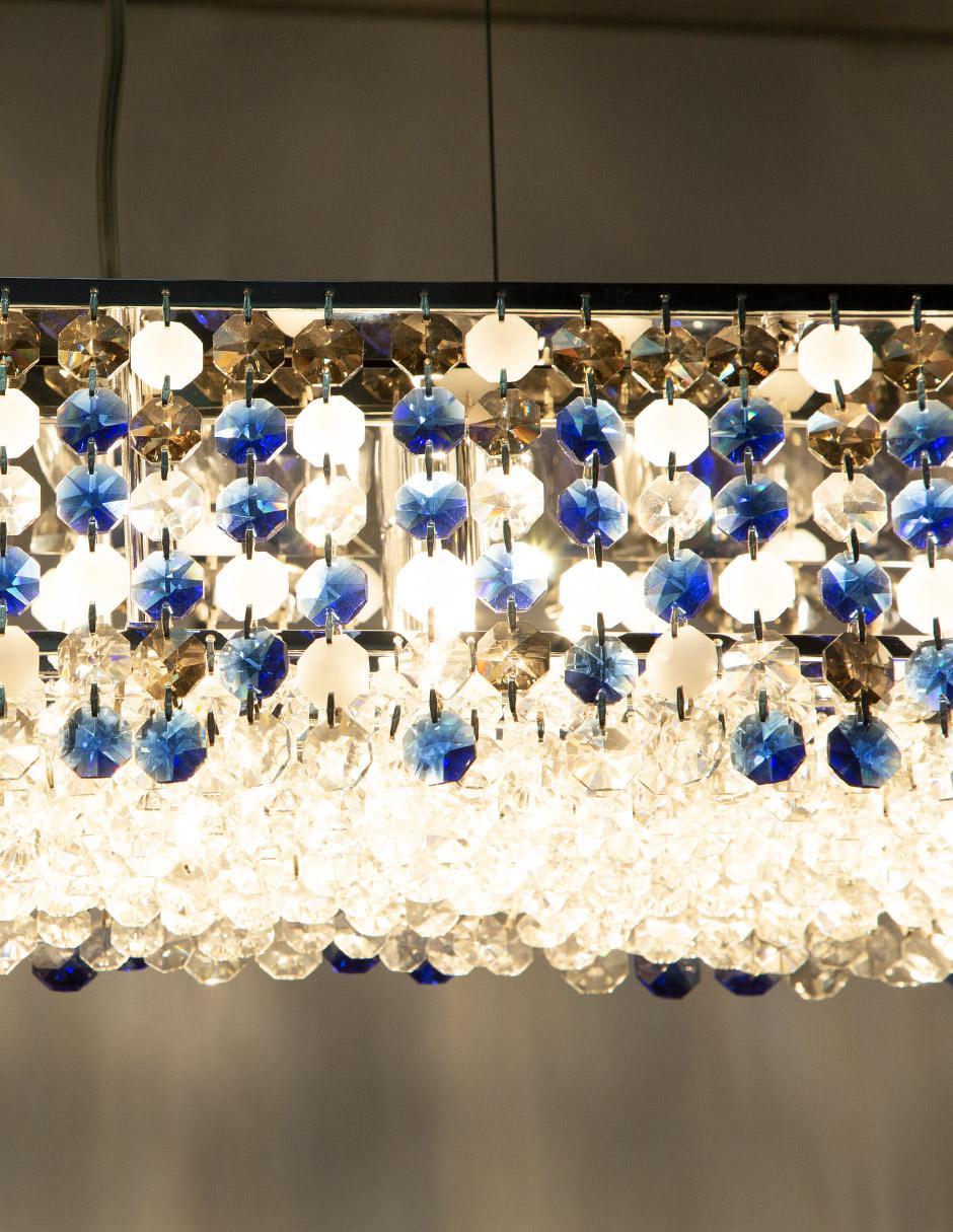 Lámpara Colgante Lumiméxico Cromo y Cristal 8 Luces G8 40W 6