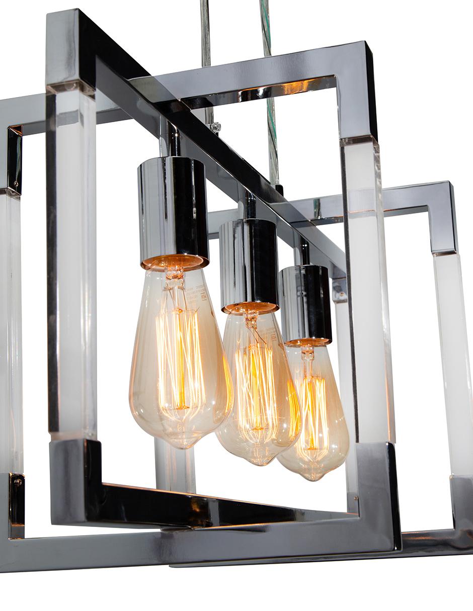 Lámpara Colgante Isla Cocina Lumiméxico Cromo 40W 3 Luces 4