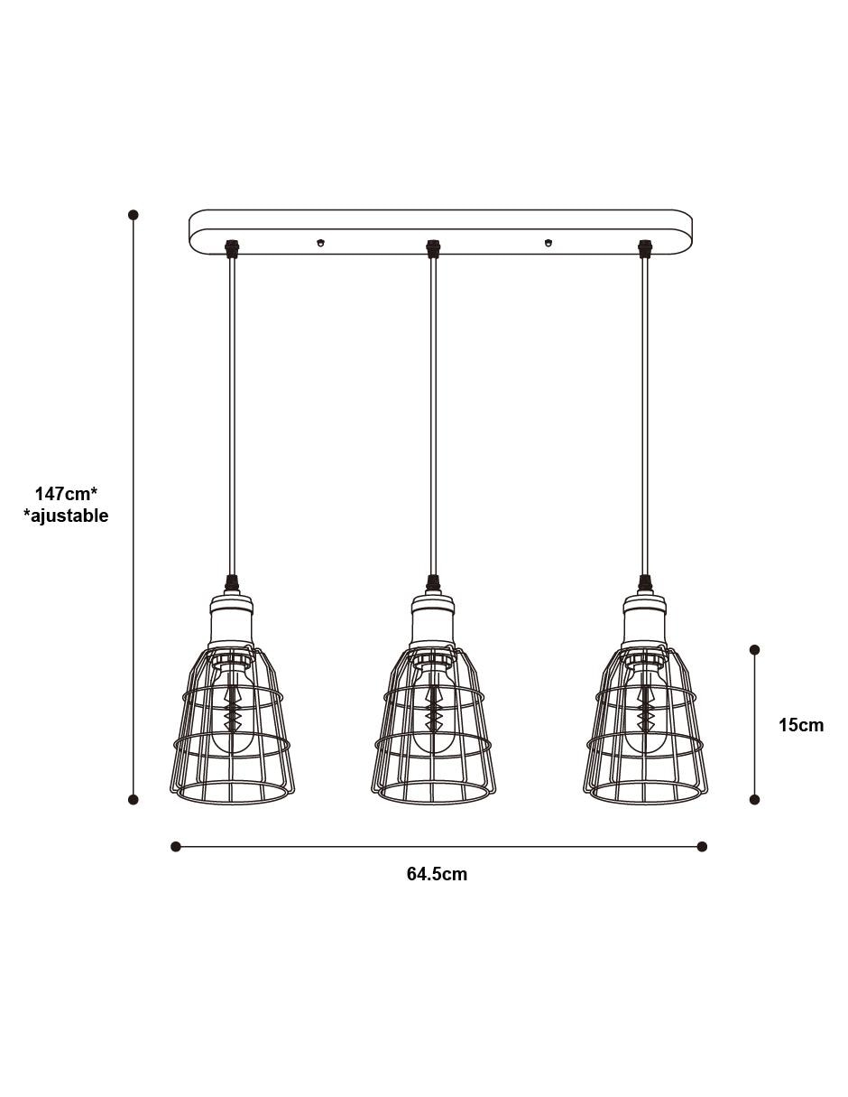 Lámpara Colgante Lumiméxico 3 luces E27 8