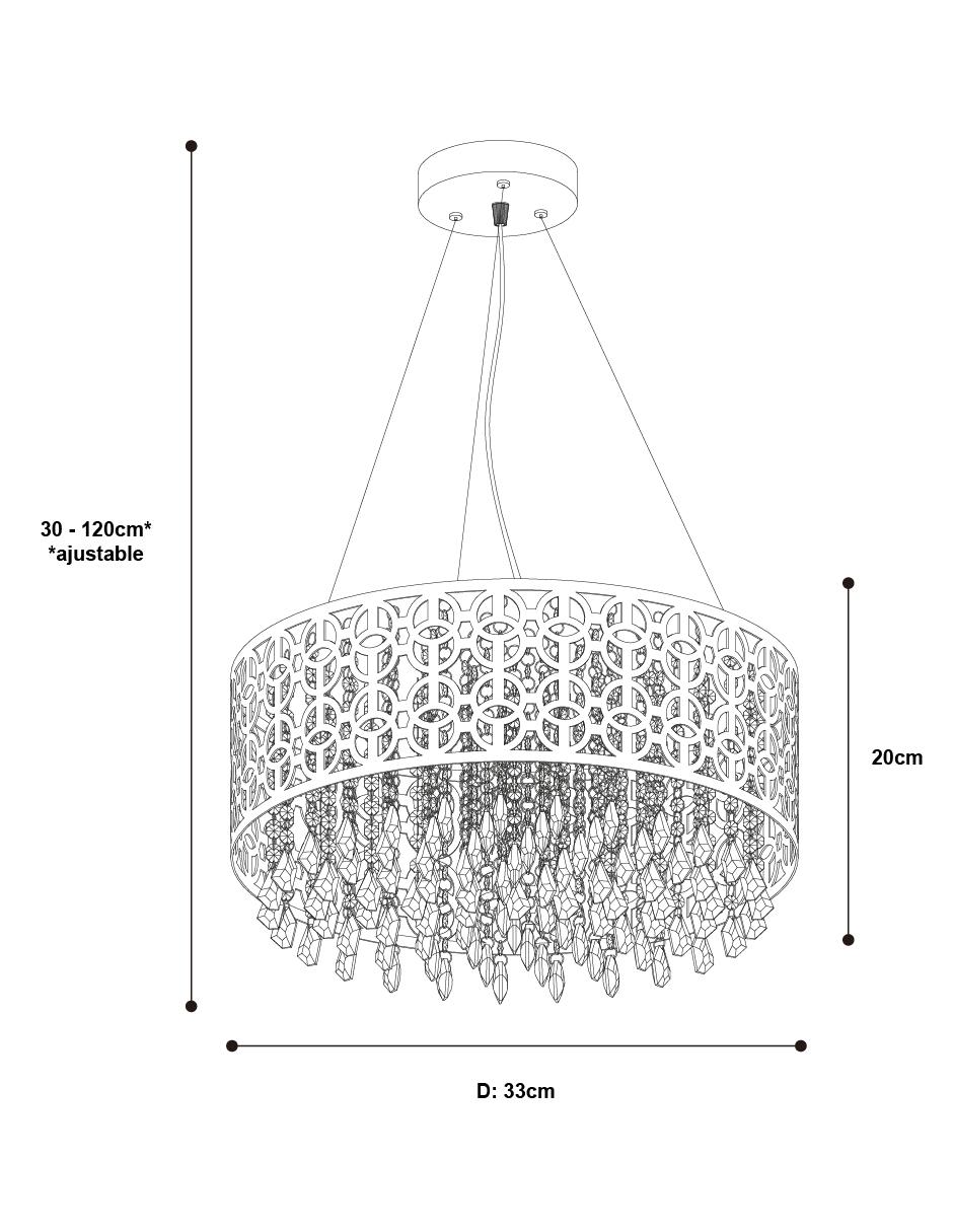 Lámpara colgante Cromo 9 Luces 10W G4 8