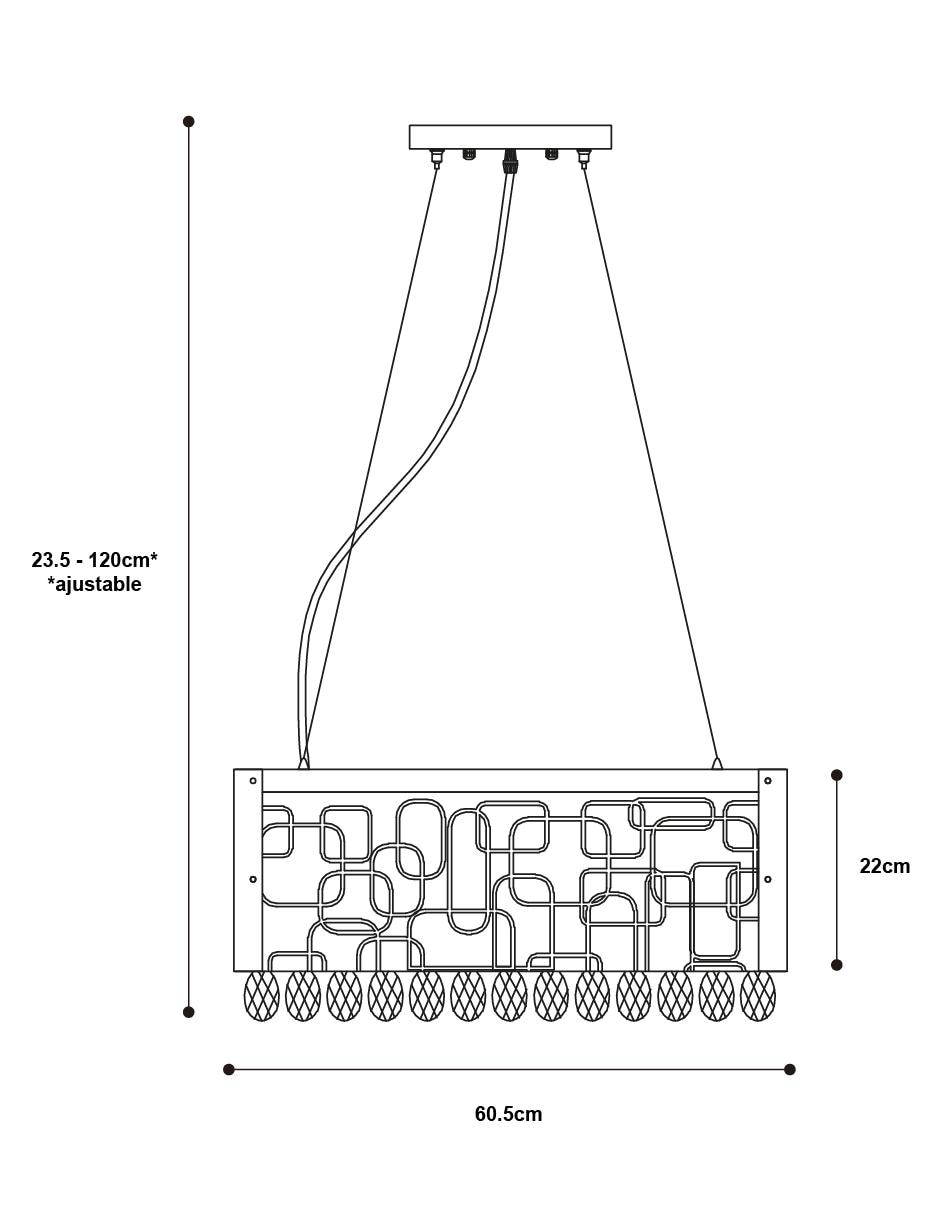 Lámpara colgante Cromo 8 Luces 40W G9 7