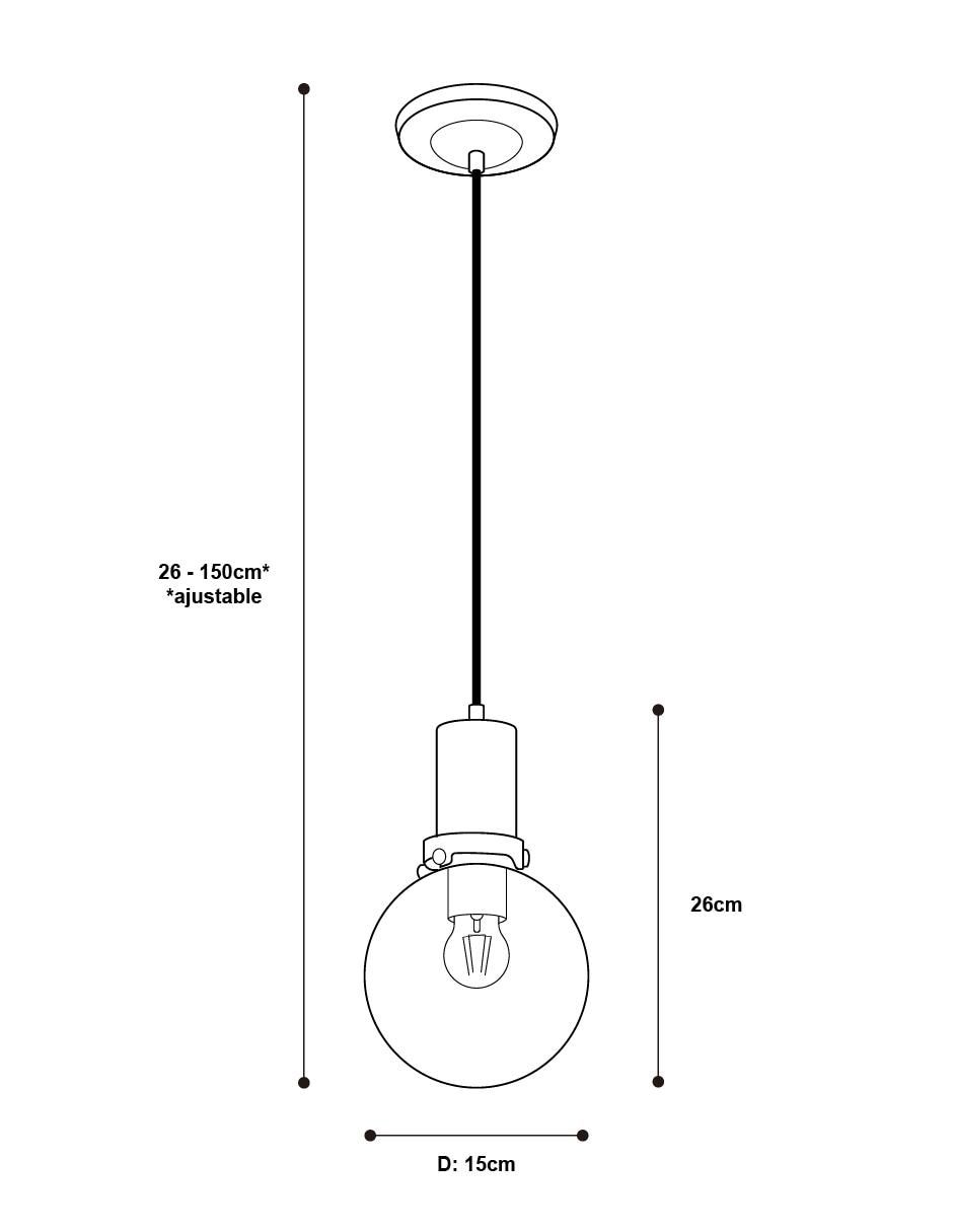 Lámpara colgante Acabado Dorado 1 Luz 40W E27 7