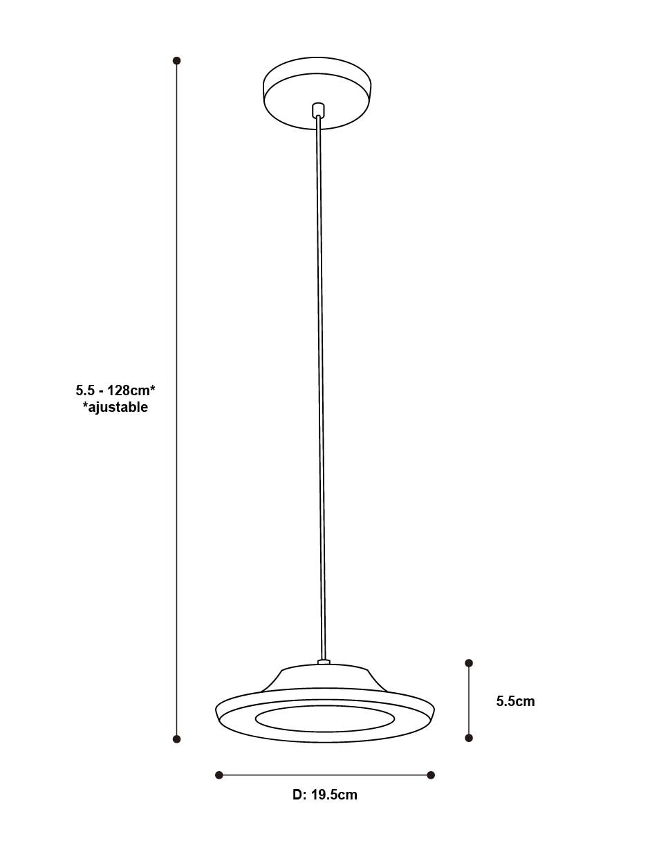 Lámpara colgante Luz Led Integrado 16w 7