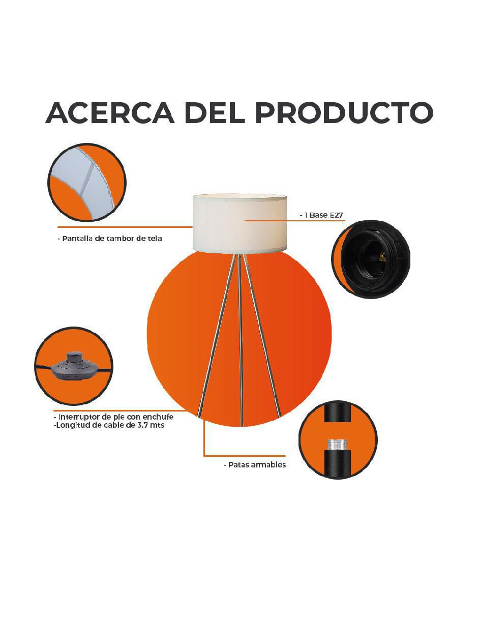 Lámpara de pie incandescente y led tecnolite chamuk 1 pieza "piezas"