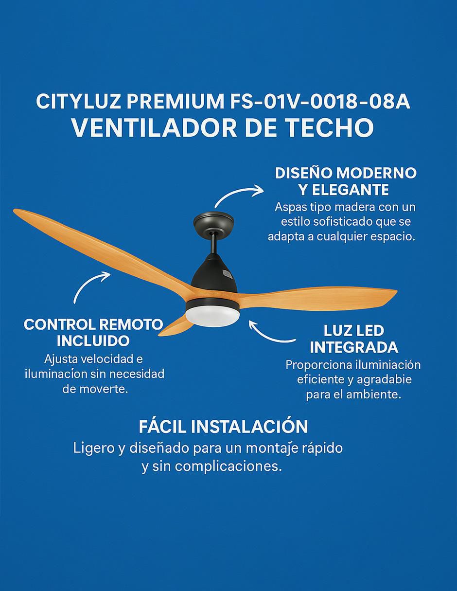 Ventilador de techo con control remoto 4 velocidades 6