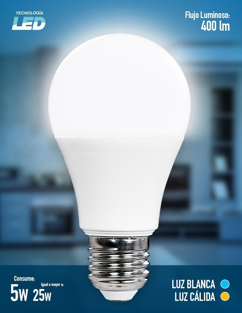 Foco LED 5 W de consumo 25 W de iluminación 400 lúmenes 3