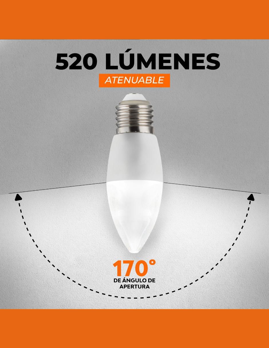 Foco led 6 w de consumo 40 w de iluminación 525 lm lúmenes 3