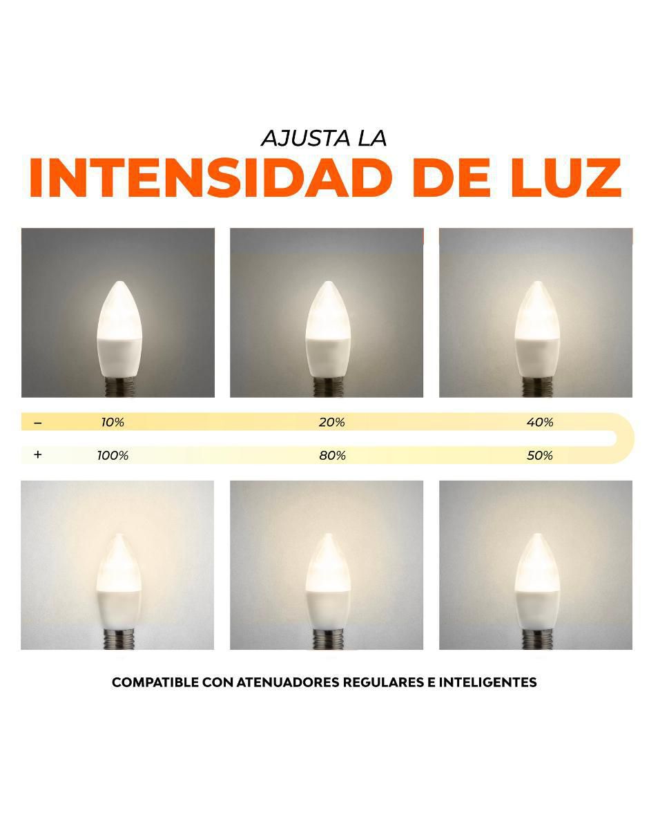 Foco led 6 w de consumo 40 w de iluminación 525 lm lúmenes 4