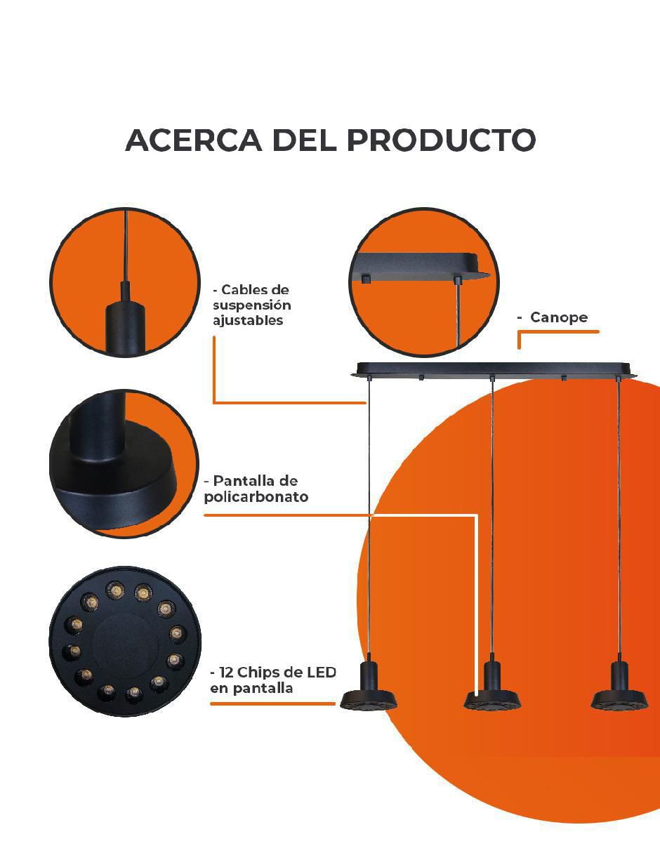 Lámpara colgante Tecnolite led Belel Ii