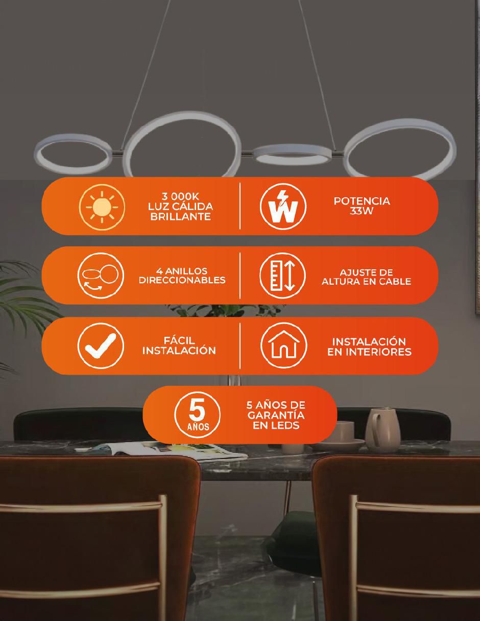 Lámpara colgante Tecnolite led Aureal