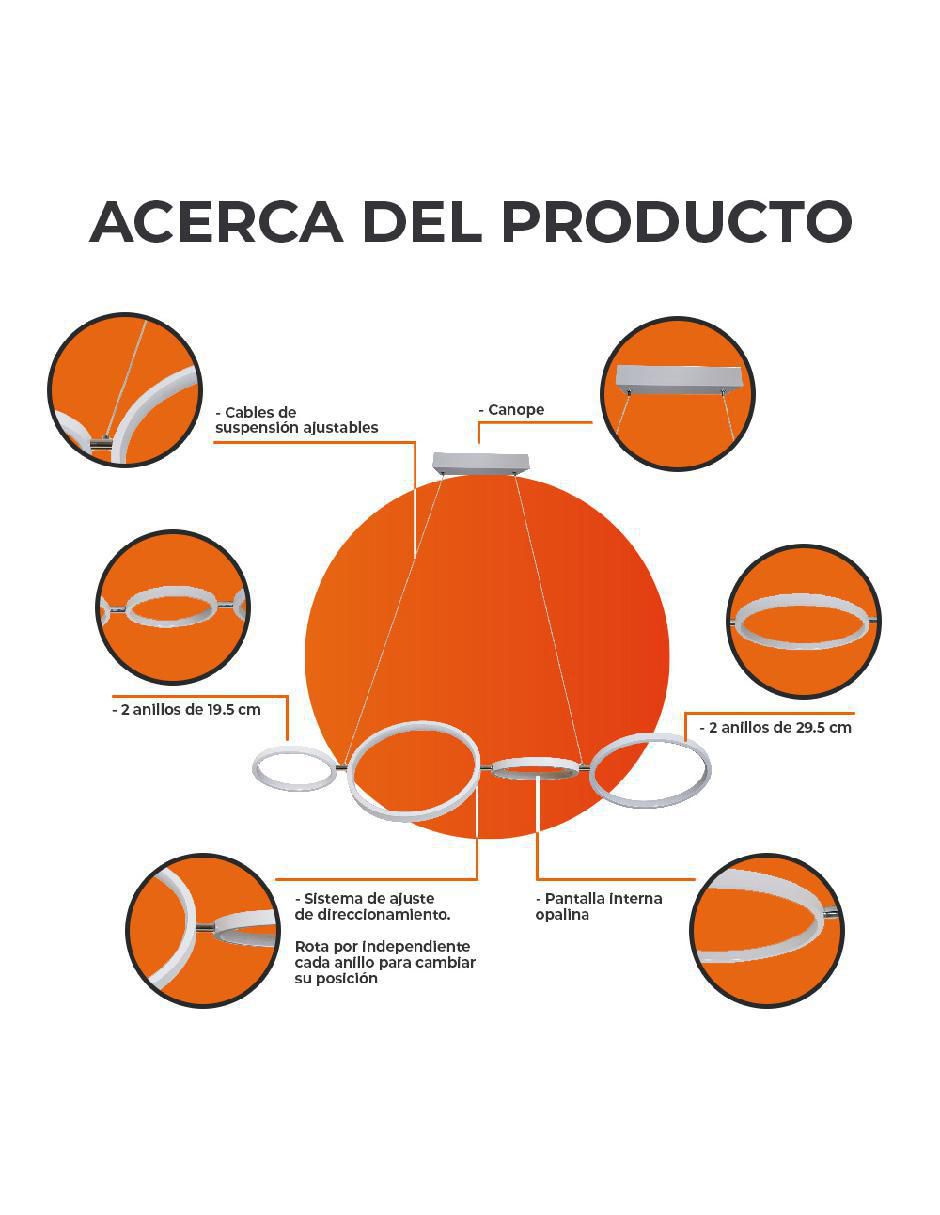Lámpara colgante Tecnolite led Aureal