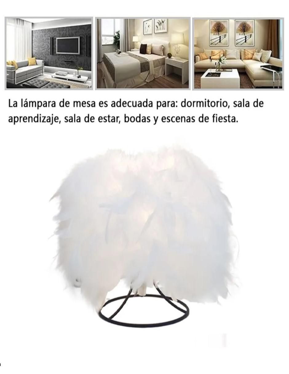 Lampara mesa led de Plumas de color blanco 1 pieza 2
