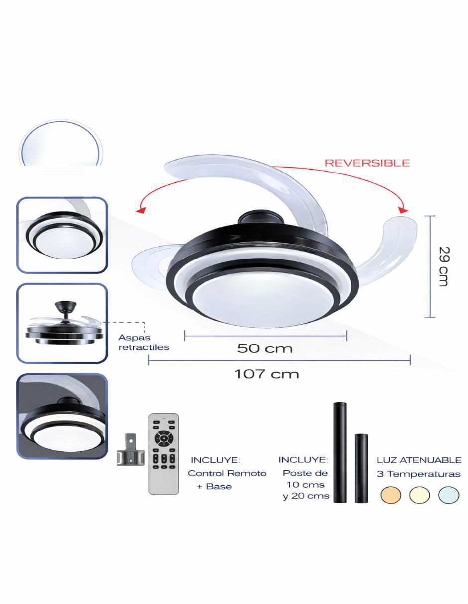 Ventilador de techo con control remoto 6 velocidades 4